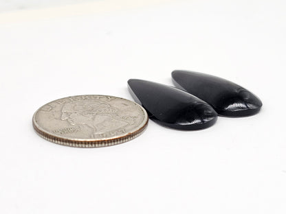 Obsidian Cabochon Pair | Natural Mexican Obsidian for Silversmiths