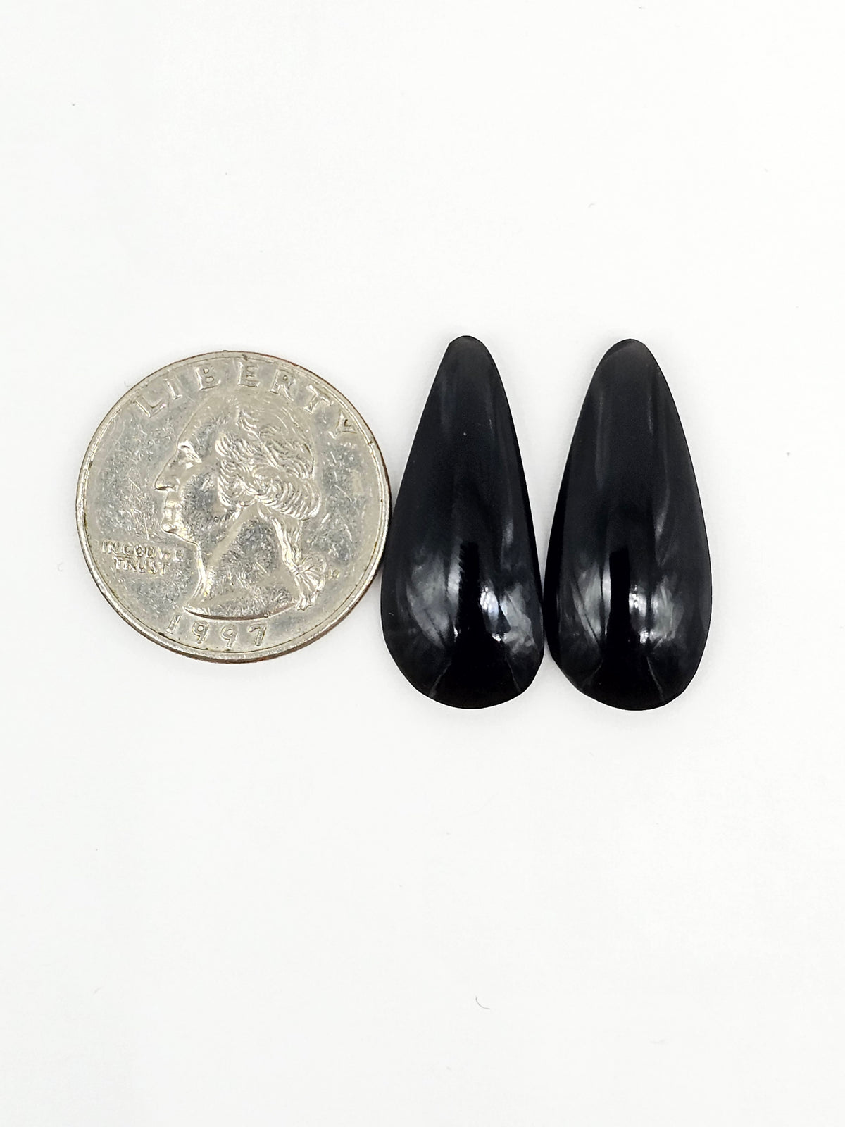 Obsidian Cabochon Pair | Natural Mexican Obsidian for Silversmiths