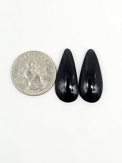 Obsidian Cabochon Pair | Natural Mexican Obsidian for Silversmiths