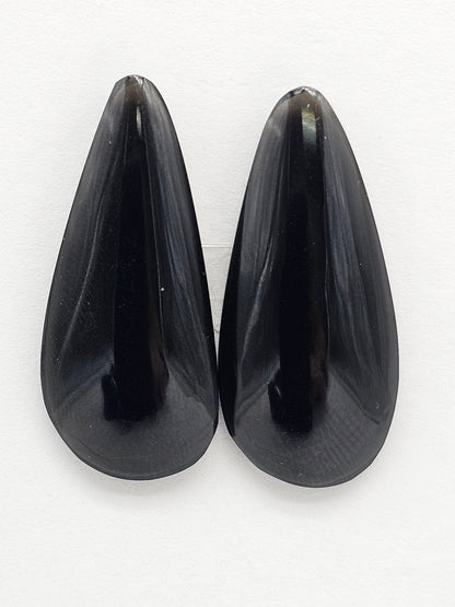 Obsidian Cabochon Pair | Natural Mexican Obsidian for Silversmiths