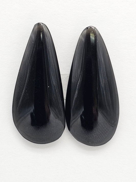 Obsidian Cabochon Pair | Natural Mexican Obsidian for Silversmiths