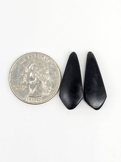 Obsidian Cabochon Pair | Natural Mexican Obsidian for Silversmiths