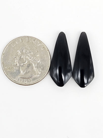 Obsidian Cabochon Pair | Natural Mexican Obsidian for Silversmiths