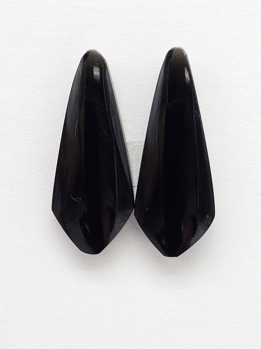 Obsidian Cabochon Pair | Natural Mexican Obsidian for Silversmiths