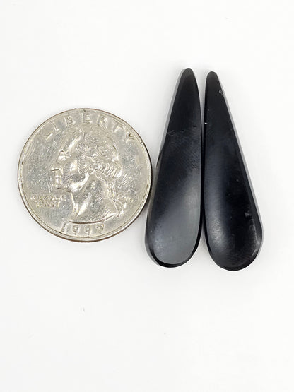 Obsidian Cabochon Pair | Natural Mexican Obsidian for Silversmiths