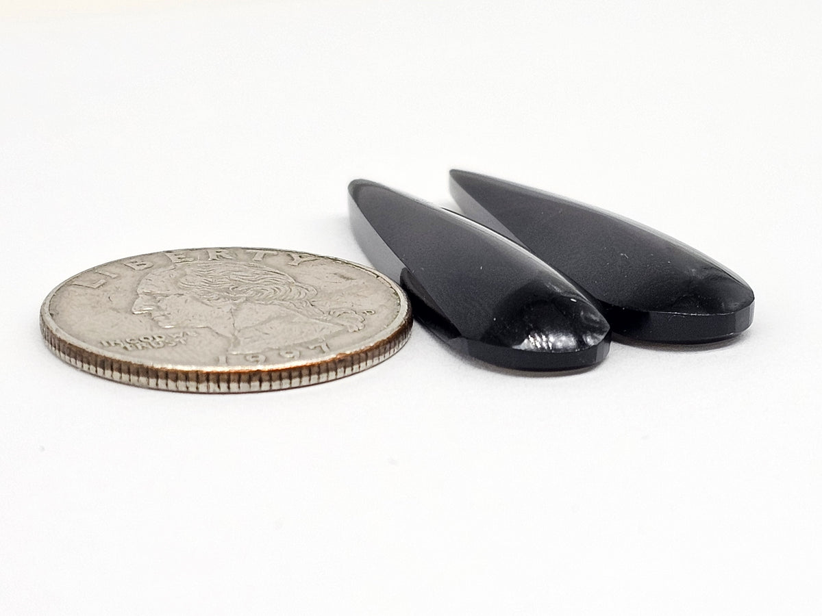 Obsidian Cabochon Pair | Natural Mexican Obsidian for Silversmiths