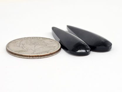 Obsidian Cabochon Pair | Natural Mexican Obsidian for Silversmiths