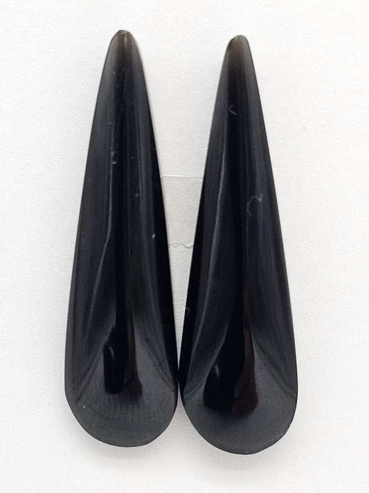 Obsidian Cabochon Pair | Natural Mexican Obsidian for Silversmiths