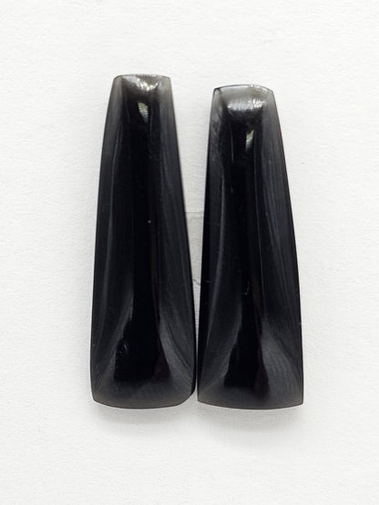 Obsidian Cabochon Pair | Natural Mexican Obsidian for Silversmiths