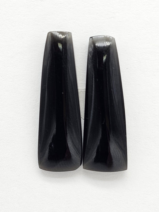 Obsidian Cabochon Pair | Natural Mexican Obsidian for Silversmiths