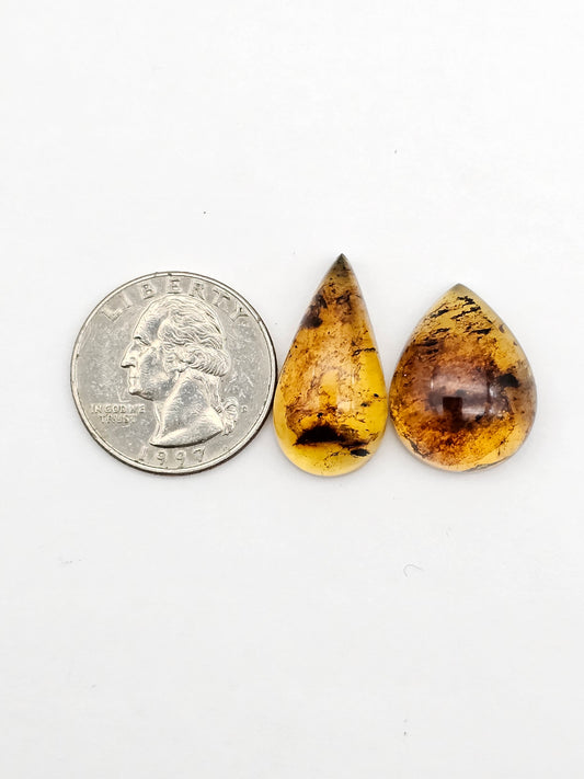 Amber authentic cabochon set large