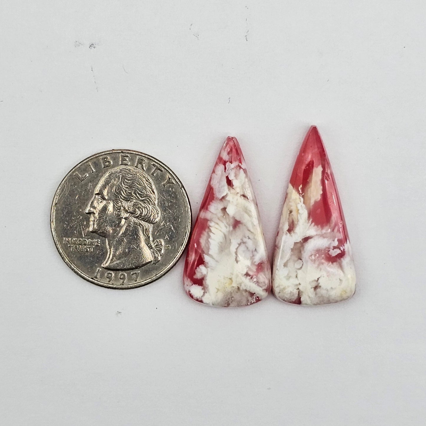 Pink skystone resin cabochon pair