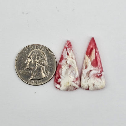 Pink skystone resin cabochon pair