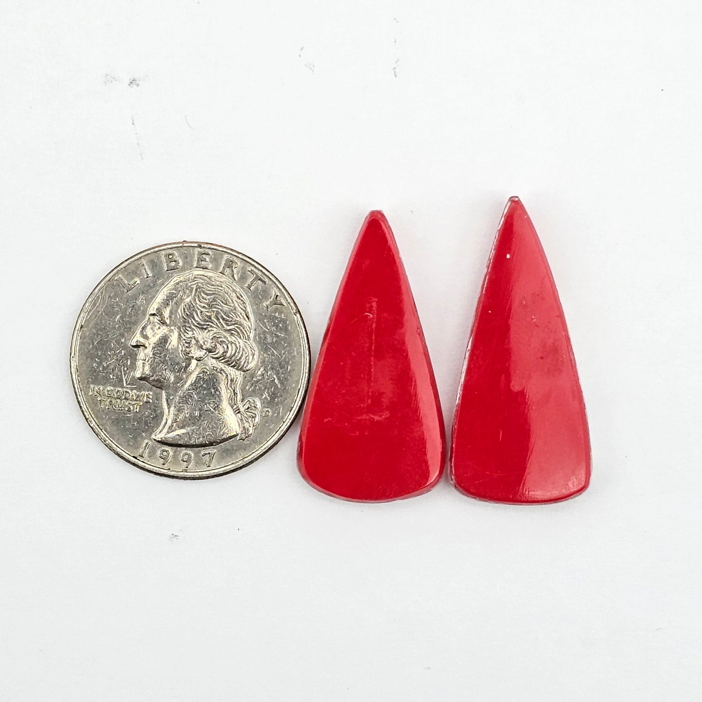 Pink skystone resin cabochon pair