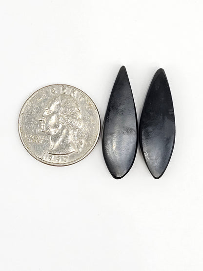 Obsidian Cabochon Pair | Natural Mexican Obsidian for Silversmiths