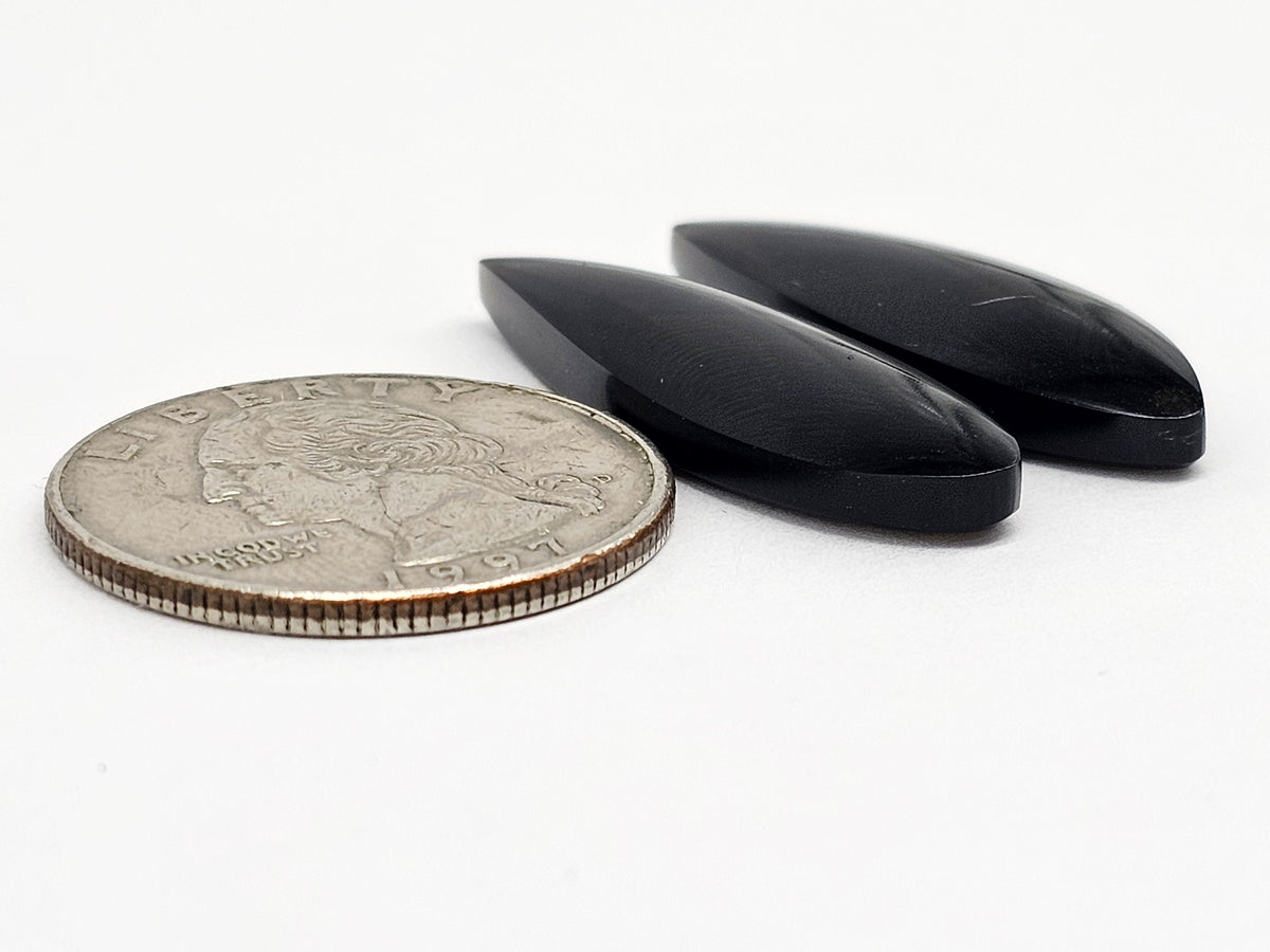 Obsidian Cabochon Pair | Natural Mexican Obsidian for Silversmiths