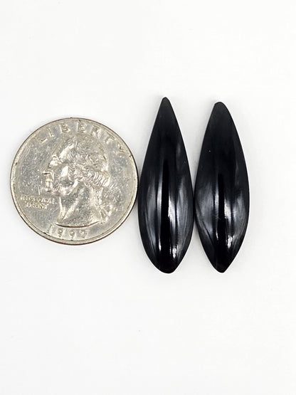 Obsidian Cabochon Pair | Natural Mexican Obsidian for Silversmiths