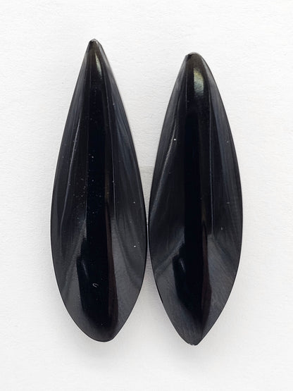 Obsidian Cabochon Pair | Natural Mexican Obsidian for Silversmiths