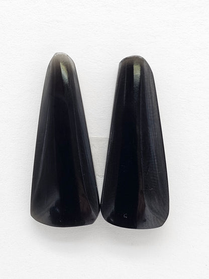 Obsidian Cabochon Pair | Natural Mexican Obsidian for Silversmiths