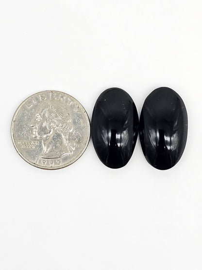 Obsidian Cabochon Pair | Natural Mexican Obsidian for Silversmiths