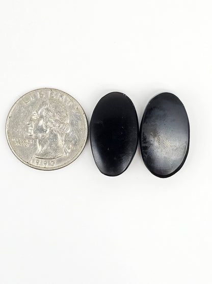 Obsidian Cabochon Pair | Natural Mexican Obsidian for Silversmiths