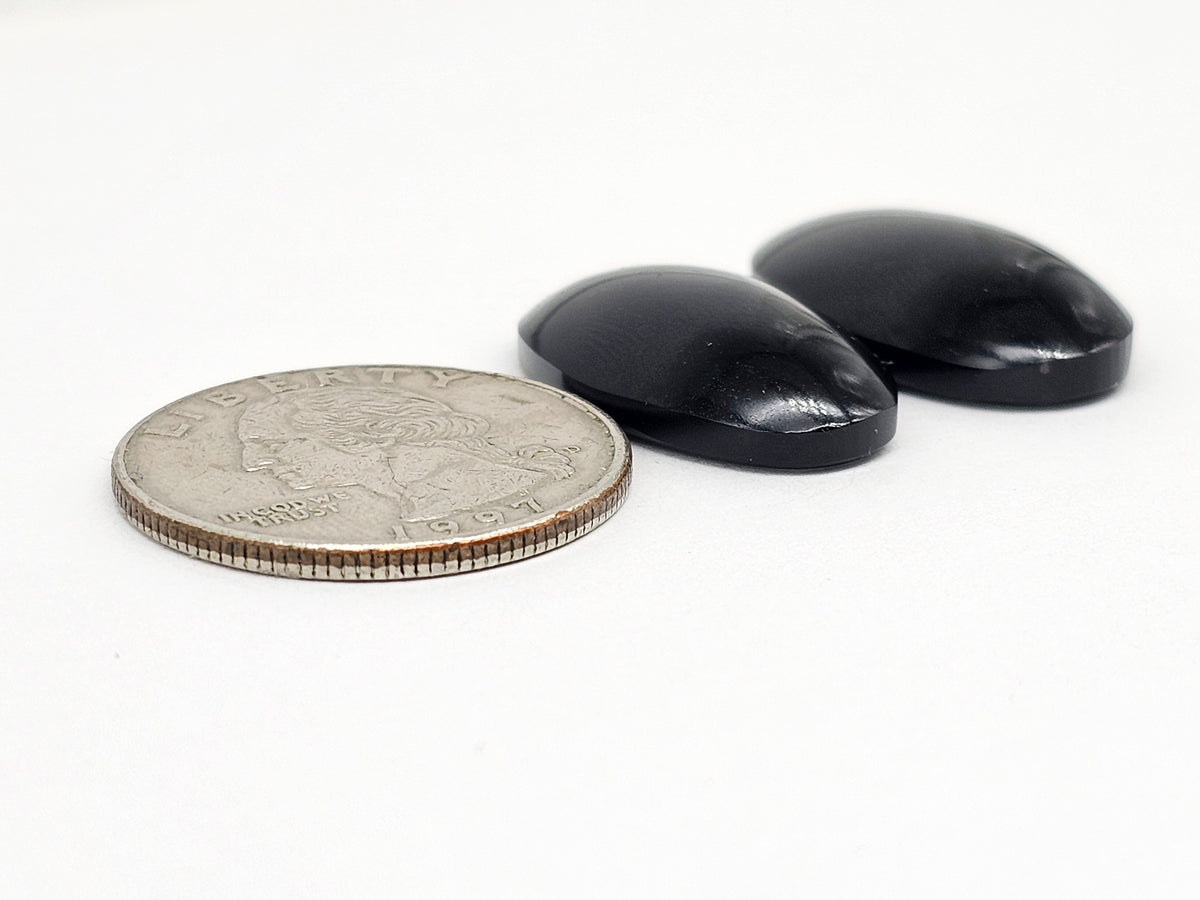 Obsidian Cabochon Pair | Natural Mexican Obsidian for Silversmiths