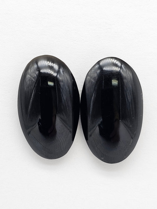 Obsidian Cabochon Pair | Natural Mexican Obsidian for Silversmiths