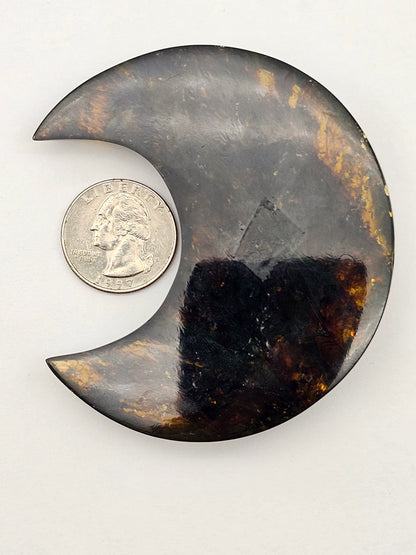 Amber authentic moon cabochon large