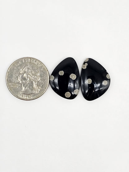 Snowflake Obsidian Cabochon Pair | Natural Mexican Obsidian for Silversmiths