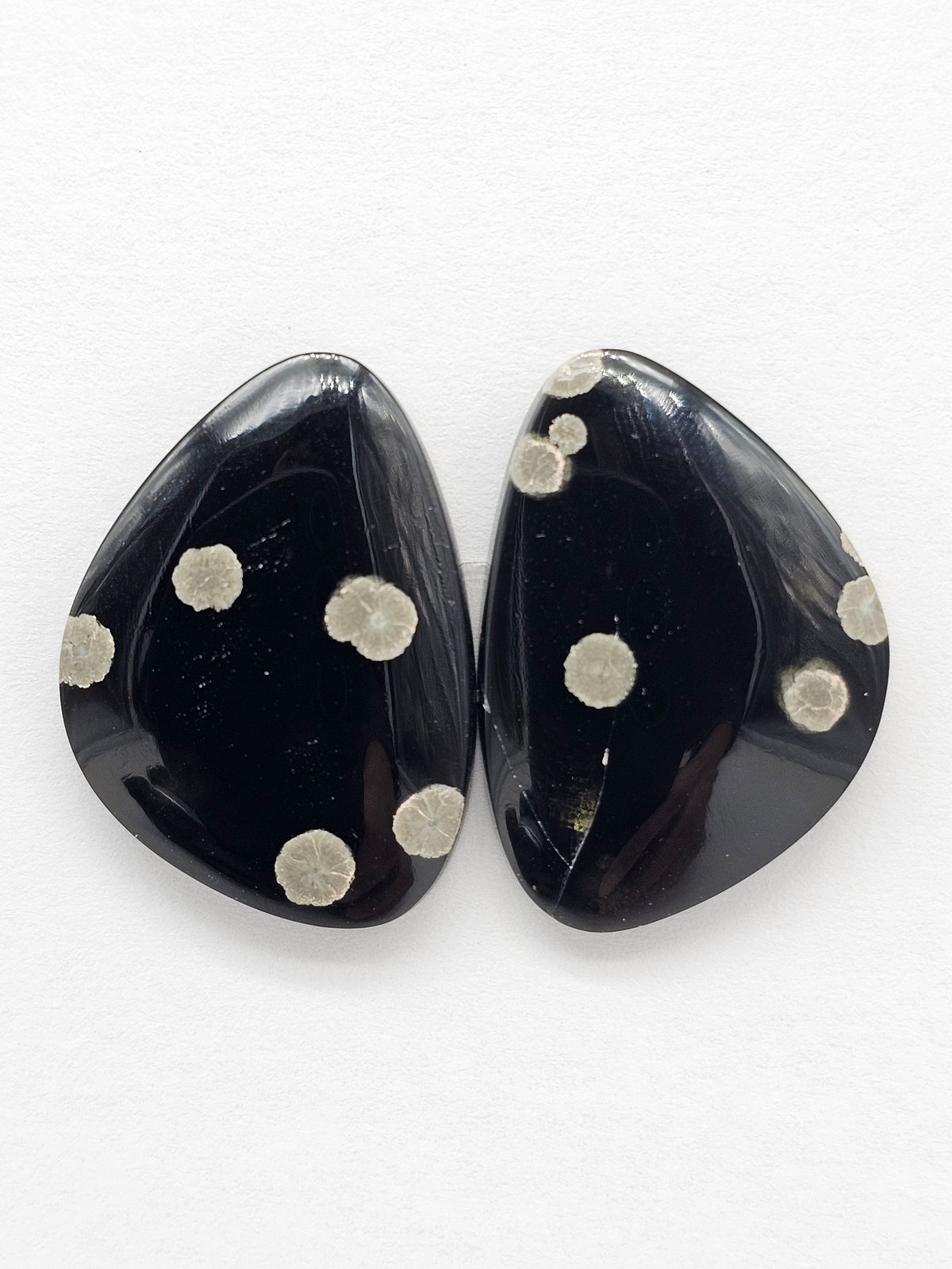 Snowflake Obsidian Cabochon Pair | Natural Mexican Obsidian for Silversmiths