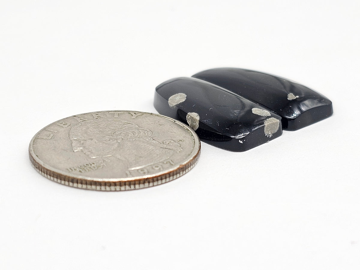Snowflake Obsidian Cabochon Pair | Natural Mexican Obsidian for Silversmiths