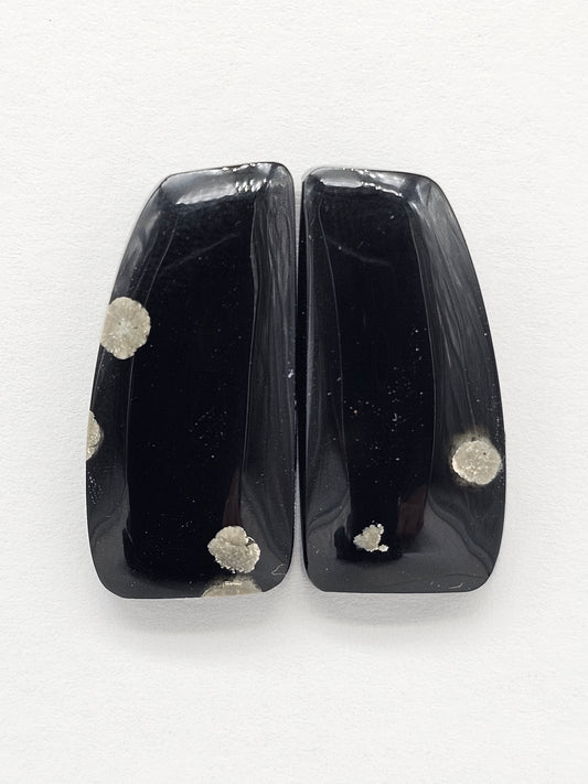 Snowflake Obsidian Cabochon Pair | Natural Mexican Obsidian for Silversmiths