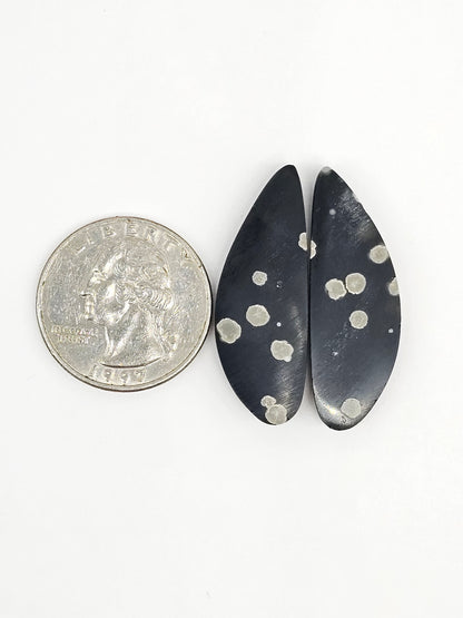 Snowflake Obsidian Cabochon Pair | Natural Mexican Obsidian for Silversmiths