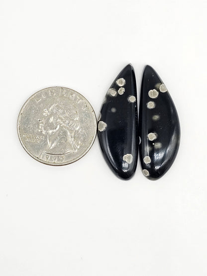 Snowflake Obsidian Cabochon Pair | Natural Mexican Obsidian for Silversmiths