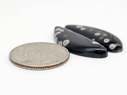 Snowflake Obsidian Cabochon Pair | Natural Mexican Obsidian for Silversmiths