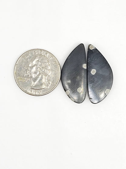 Snowflake Obsidian Cabochon Pair | Natural Mexican Obsidian for Silversmiths
