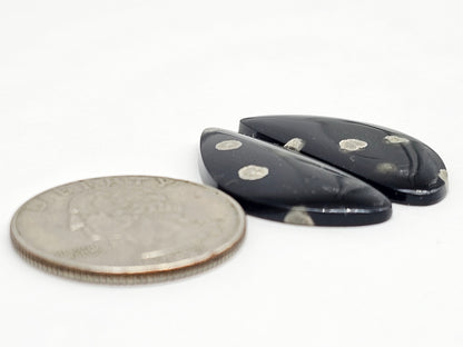 Snowflake Obsidian Cabochon Pair | Natural Mexican Obsidian for Silversmiths