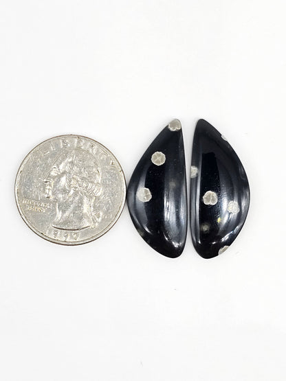 Snowflake Obsidian Cabochon Pair | Natural Mexican Obsidian for Silversmiths