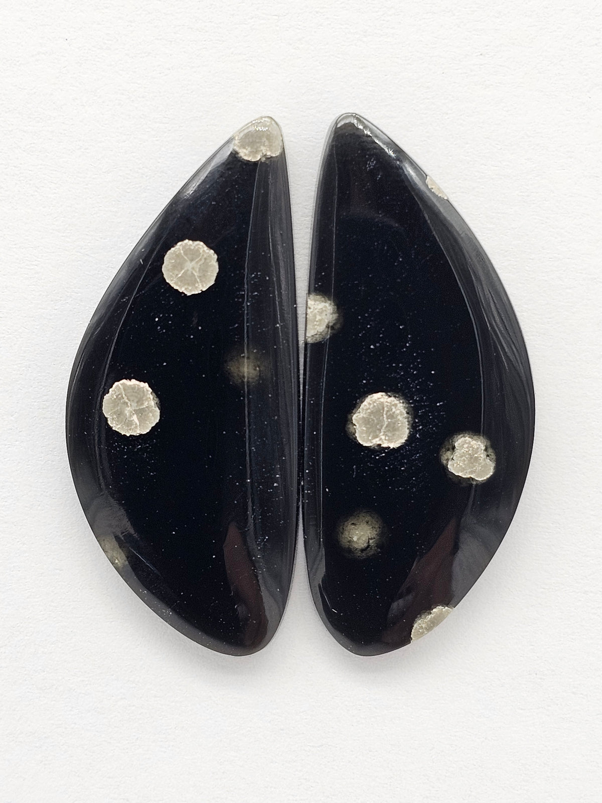 Snowflake Obsidian Cabochon Pair | Natural Mexican Obsidian for Silversmiths