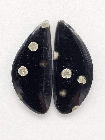 Snowflake Obsidian Cabochon Pair | Natural Mexican Obsidian for Silversmiths