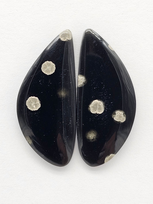 Snowflake Obsidian Cabochon Pair | Natural Mexican Obsidian for Silversmiths
