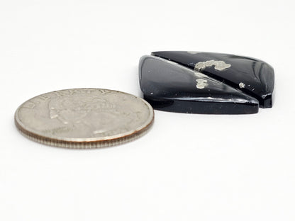 Snowflake Obsidian Cabochon Pair | Natural Mexican Obsidian for Silversmiths