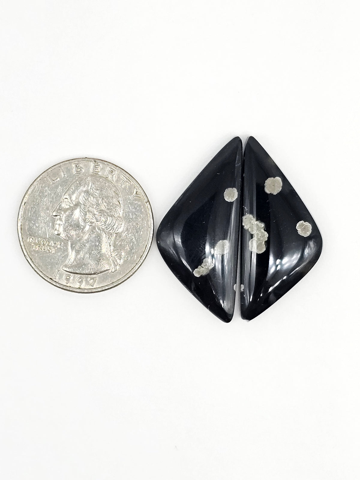 Snowflake Obsidian Cabochon Pair | Natural Mexican Obsidian for Silversmiths