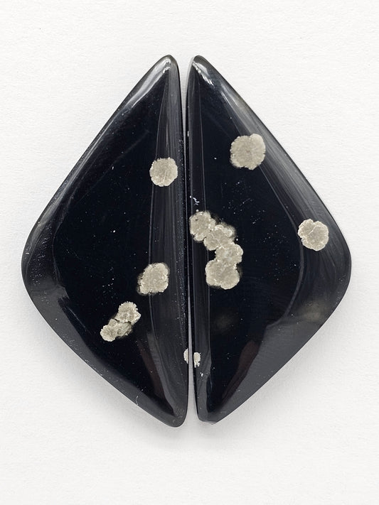 Snowflake Obsidian Cabochon Pair | Natural Mexican Obsidian for Silversmiths