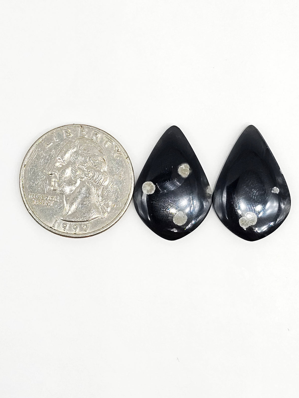 Snowflake Obsidian Cabochon Pair | Natural Mexican Obsidian for Silversmiths
