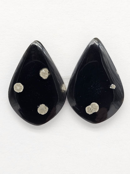 Snowflake Obsidian Cabochon Pair | Natural Mexican Obsidian for Silversmiths