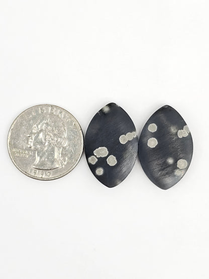 Snowflake Obsidian Cabochon Pair | Natural Mexican Obsidian for Silversmiths
