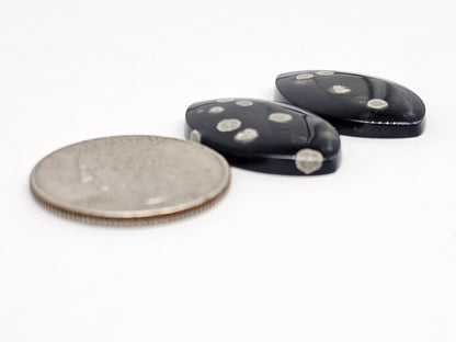 Snowflake Obsidian Cabochon Pair | Natural Mexican Obsidian for Silversmiths