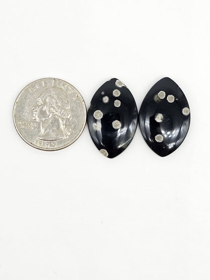Snowflake Obsidian Cabochon Pair | Natural Mexican Obsidian for Silversmiths