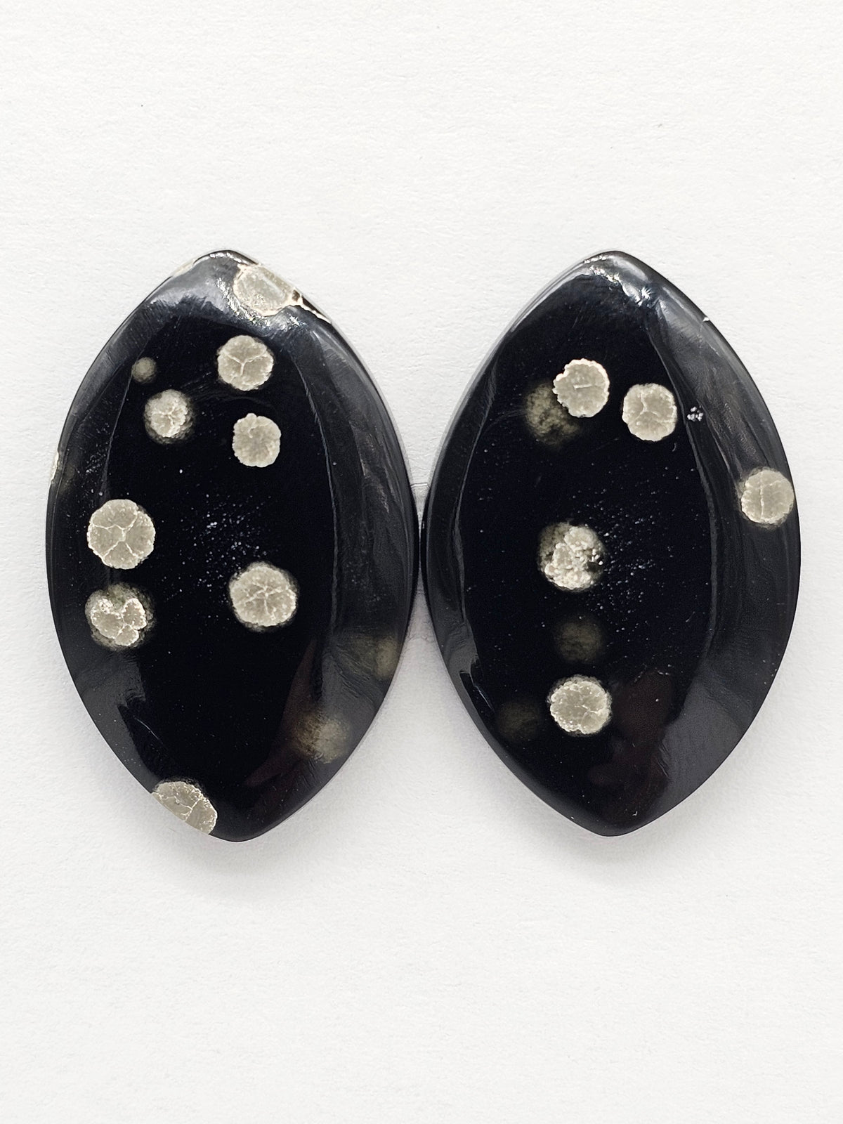 Snowflake Obsidian Cabochon Pair | Natural Mexican Obsidian for Silversmiths